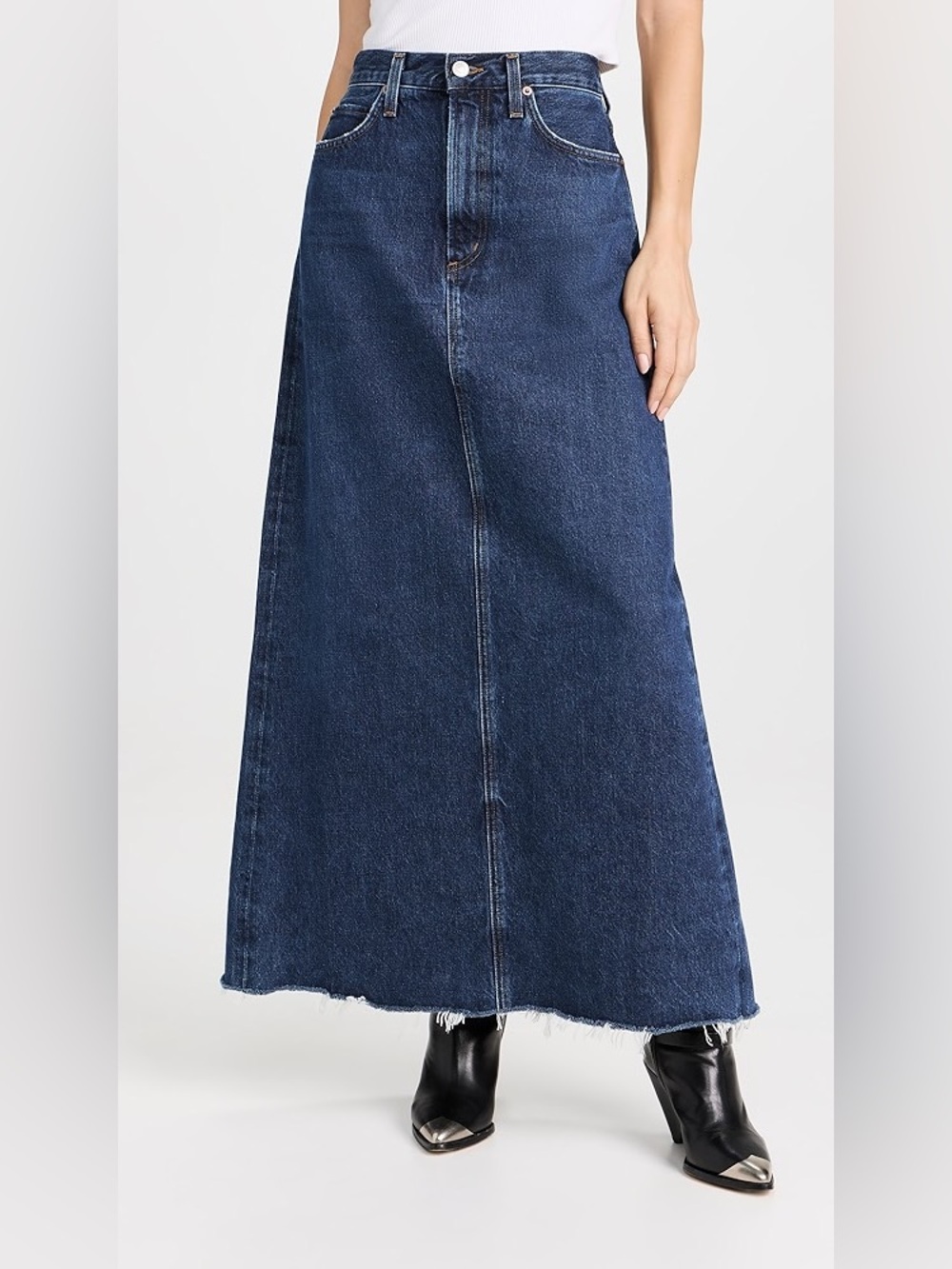 Agolde Dark Blue Denim Maxi Skirt
